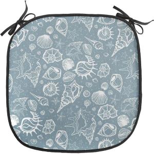 Ambesonne Poppy Flower Chair Seating Cushion, Leaves and Petals Watercolors Bouquet Romance Inspiration Valentines Day, Anti-Slip Seat Padding for Kitchen & Patio, 16″x16″, Green Pink Cream(Blue Grey White)