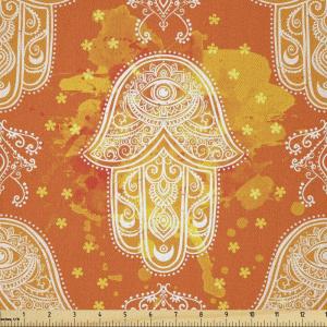 Ambesonne Romantic Fabric by The Yard, Valentines Day Love You Calligraphy with Hearts Pastel Colored Design, Microfiber Fabric for Arts and Crafts Textiles & Decor, 2 Yards, Pink Teal(Orange Yellow)