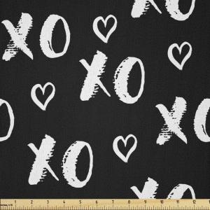 Ambesonne Romantic Fabric by The Yard, Valentines Day Love You Calligraphy with Hearts Pastel Colored Design, Microfiber Fabric for Arts and Crafts Textiles & Decor, 2 Yards, Pink Teal(Black White)