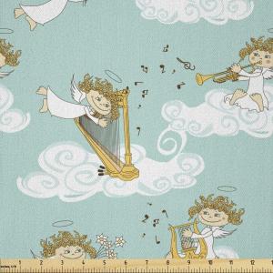 Ambesonne Romantic Fabric by The Yard, Valentines Day Love You Calligraphy with Hearts Pastel Colored Design, Microfiber Fabric for Arts and Crafts Textiles & Decor, 2 Yards, Pink Teal(Yellow Seafoam)