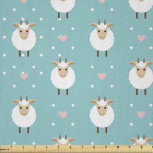 Ambesonne Romantic Fabric by The Yard, Valentines Day Love You Calligraphy with Hearts Pastel Colored Design, Microfiber Fabric for Arts and Crafts Textiles & Decor, 2 Yards, Pink Teal(Green Brown)