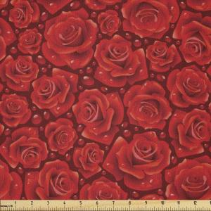 Ambesonne Romantic Fabric by The Yard, Valentines Day Love You Calligraphy with Hearts Pastel Colored Design, Microfiber Fabric for Arts and Crafts Textiles & Decor, 2 Yards, Pink Teal(Vermilion Ruby)