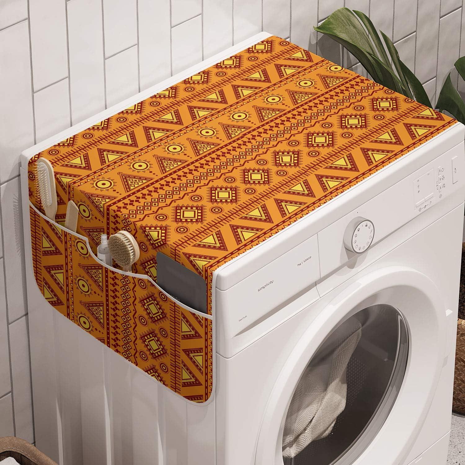 imageAmbesonne Hearts Microwave Oven Cover Valentines Day Inspired Ornamental Love Pattern in Pink Tones Water Resistant Organizer with Pockets for Kitchen 36 x 12 Hot Pink Purple PinkOrange Yellow Burgundy