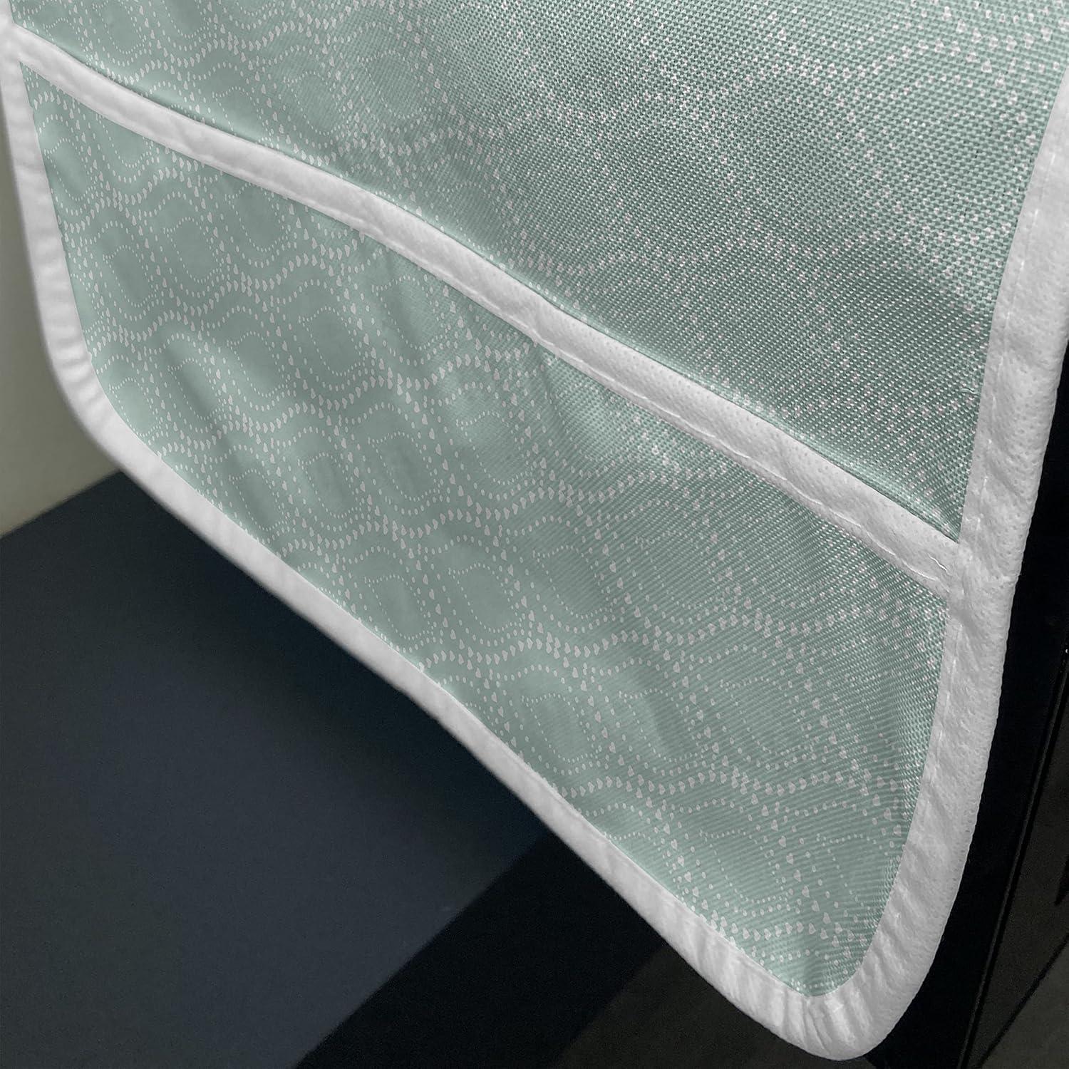 imageAmbesonne Romantic Microwave Oven Cover Geometric Horizontal Oval Rows Drawn Along Little Hearts Valentines Water Resistant Organizer with Pockets for Kitchen 36 x 12 Almond Green and WhiteAlmond Green and White