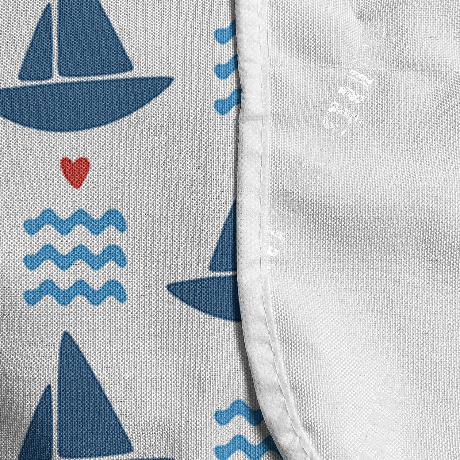 imageAmbesonne Romantic Microwave Oven Cover Geometric Horizontal Oval Rows Drawn Along Little Hearts Valentines Water Resistant Organizer with Pockets for Kitchen 36 x 12 Almond Green and WhiteBlue Red White