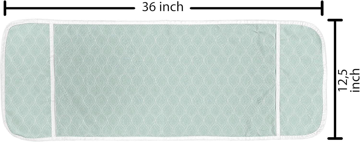 imageAmbesonne Romantic Microwave Oven Cover Geometric Horizontal Oval Rows Drawn Along Little Hearts Valentines Water Resistant Organizer with Pockets for Kitchen 36 x 12 Almond Green and WhiteAlmond Green and White
