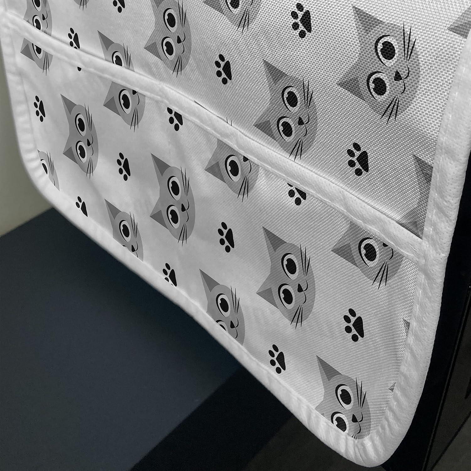 imageAmbesonne Romantic Microwave Oven Cover Geometric Horizontal Oval Rows Drawn Along Little Hearts Valentines Water Resistant Organizer with Pockets for Kitchen 36 x 12 Almond Green and WhiteGrey Charcoal Grey White