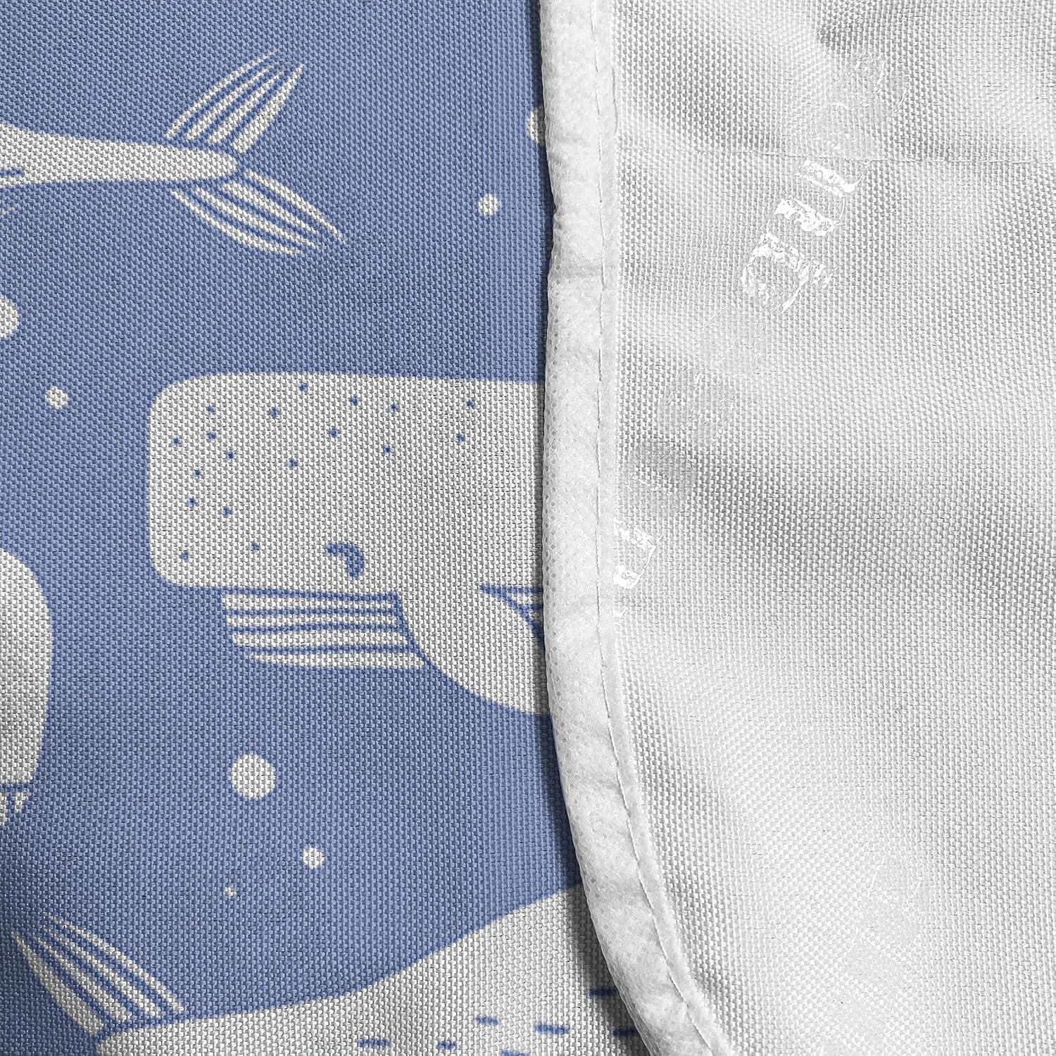 imageAmbesonne Romantic Microwave Oven Cover Geometric Horizontal Oval Rows Drawn Along Little Hearts Valentines Water Resistant Organizer with Pockets for Kitchen 36 x 12 Almond Green and WhiteCeil Blue and White