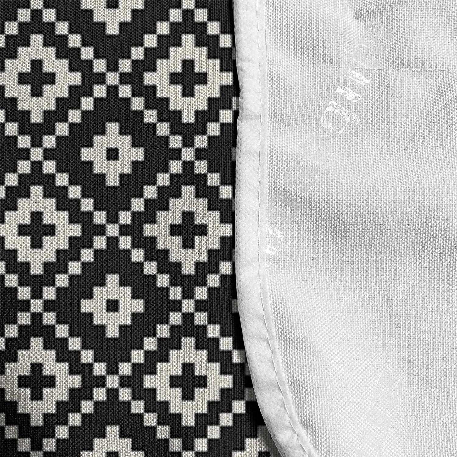 imageAmbesonne Romantic Microwave Oven Cover Geometric Horizontal Oval Rows Drawn Along Little Hearts Valentines Water Resistant Organizer with Pockets for Kitchen 36 x 12 Almond Green and WhiteBlack and Eggshell