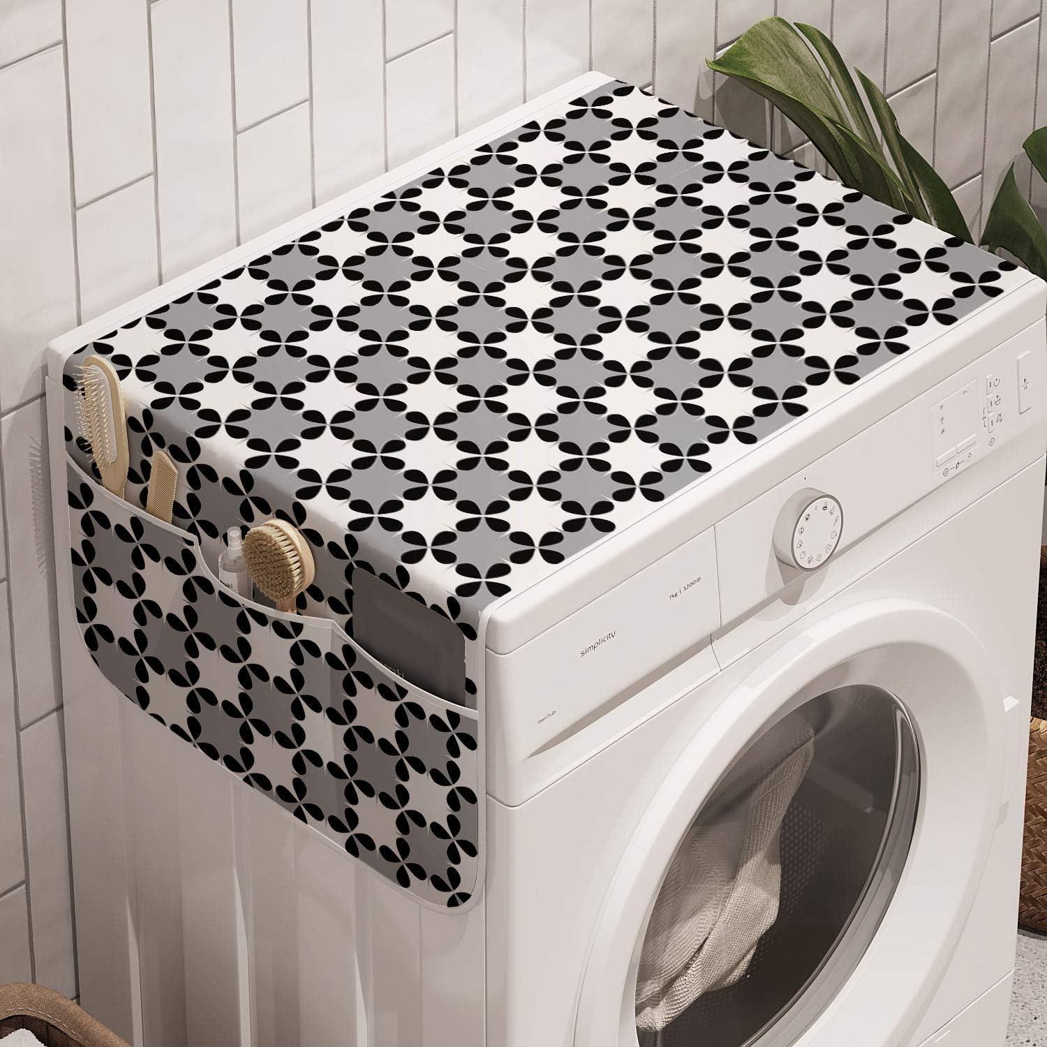 imageAmbesonne Roses Microwave Oven Cover Romantic Valentines Day Pattern with Realistic Flowers Image Water Resistant Organizer with Pockets for Kitchen 36 x 12 Vermilion WhiteBlack Grey White