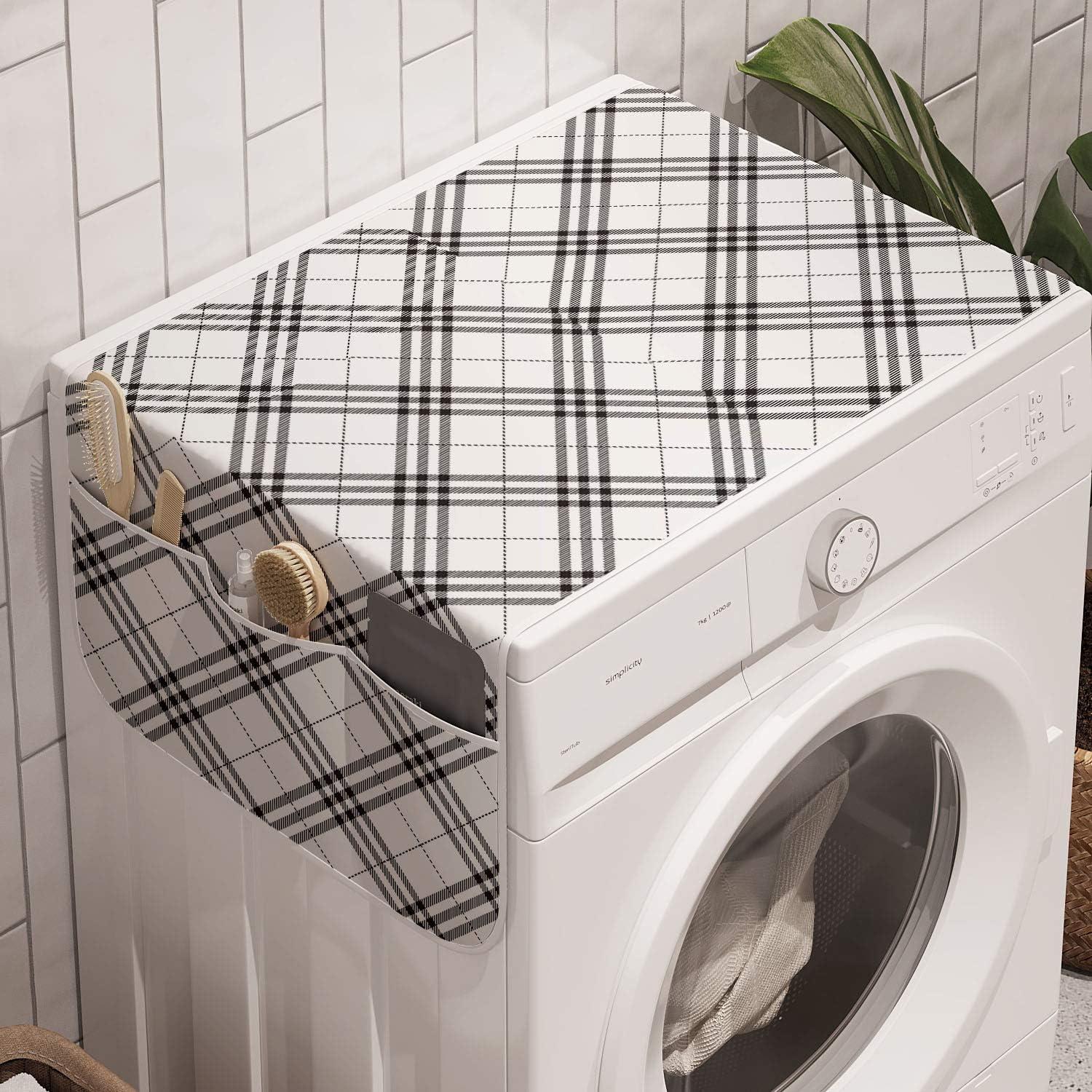 imageAmbesonne Roses Microwave Oven Cover Romantic Valentines Day Pattern with Realistic Flowers Image Water Resistant Organizer with Pockets for Kitchen 36 x 12 Vermilion WhiteBlack White