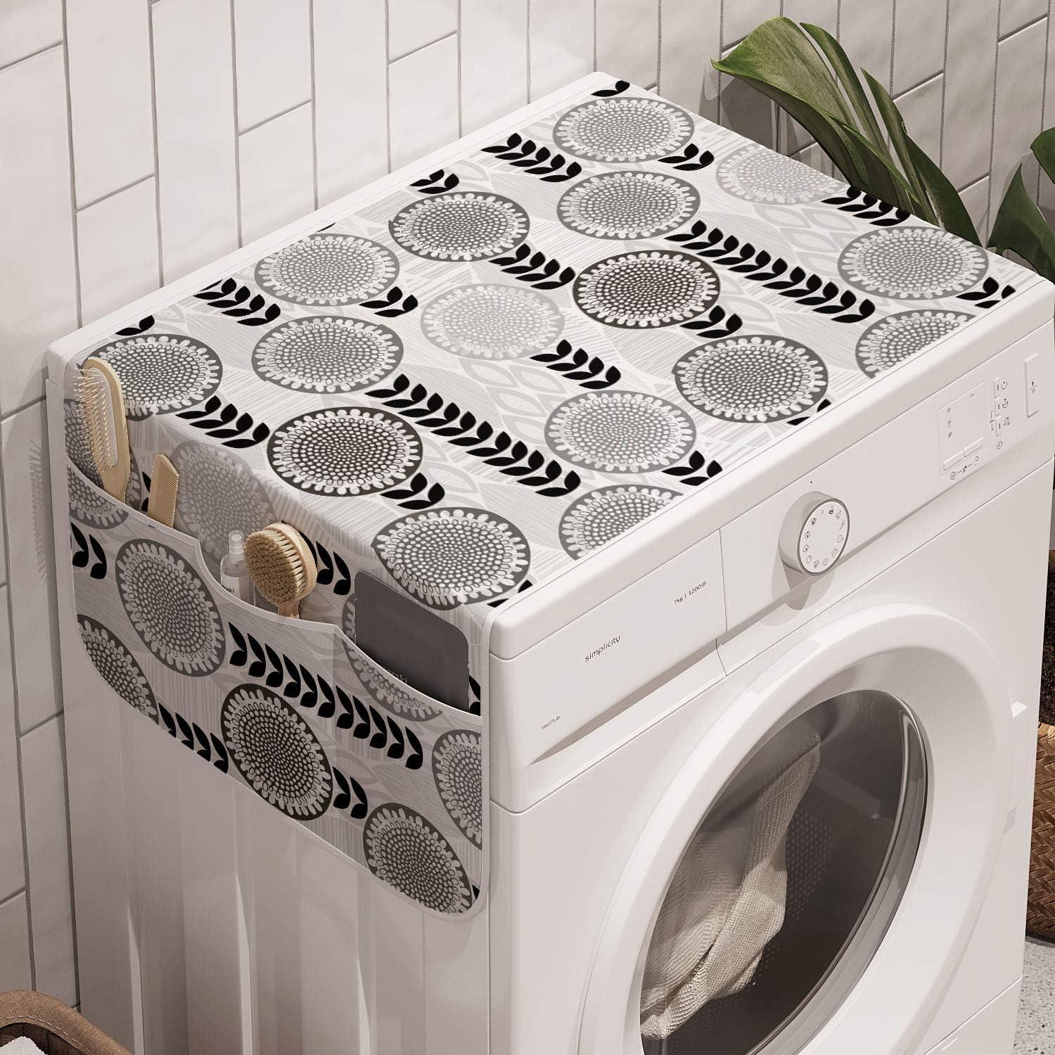 imageAmbesonne Roses Microwave Oven Cover Romantic Valentines Day Pattern with Realistic Flowers Image Water Resistant Organizer with Pockets for Kitchen 36 x 12 Vermilion WhitePale Grey White