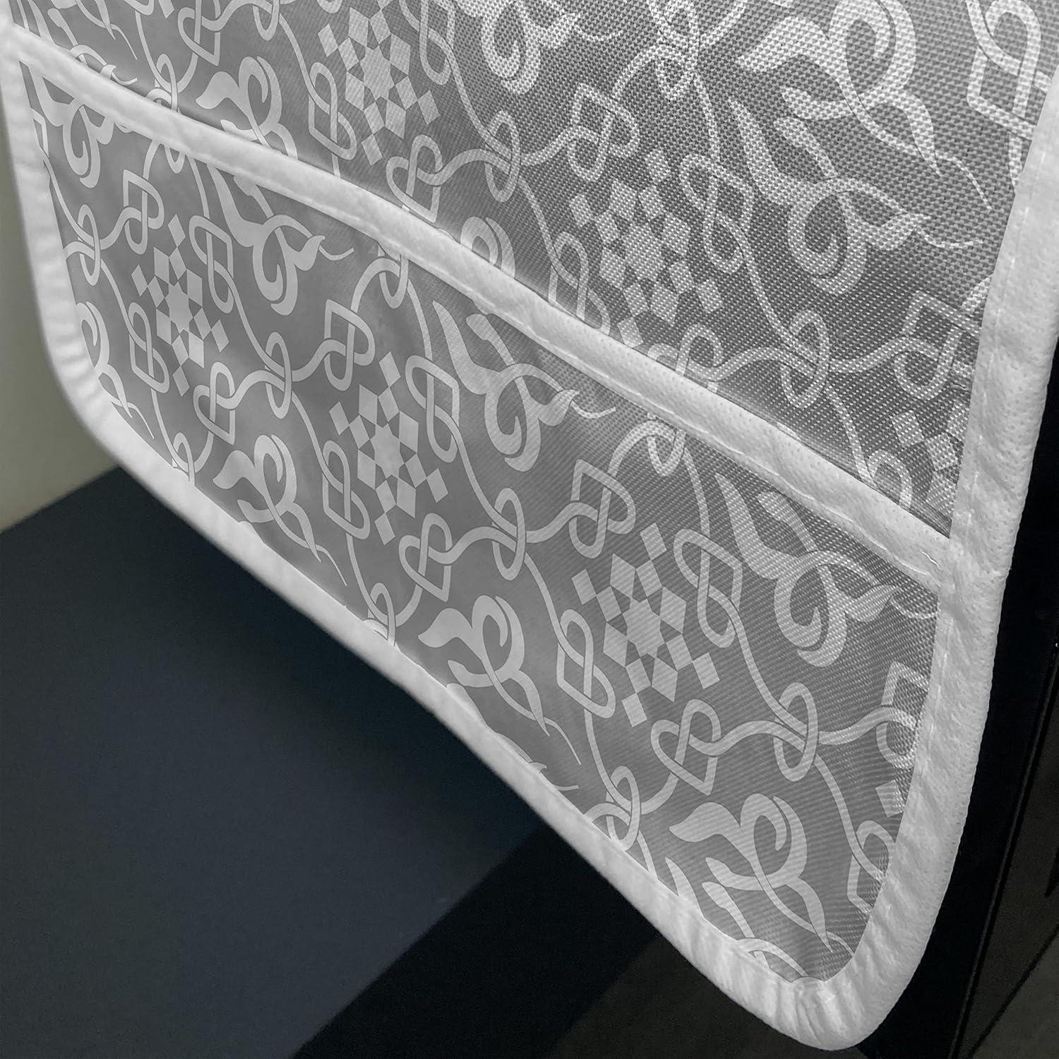 imageAmbesonne Roses Microwave Oven Cover Romantic Valentines Day Pattern with Realistic Flowers Image Water Resistant Organizer with Pockets for Kitchen 36 x 12 Vermilion WhiteGrey and White