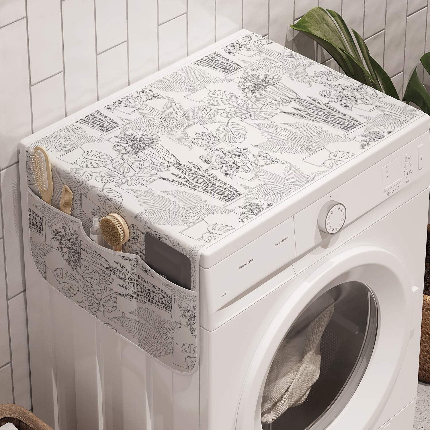 imageAmbesonne Roses Microwave Oven Cover Romantic Valentines Day Pattern with Realistic Flowers Image Water Resistant Organizer with Pockets for Kitchen 36 x 12 Vermilion WhiteDark Grey White