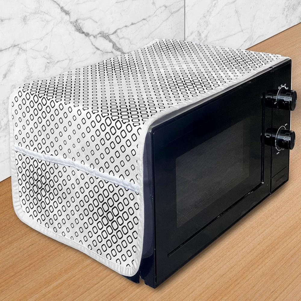 imageAmbesonne Roses Microwave Oven Cover Romantic Valentines Day Pattern with Realistic Flowers Image Water Resistant Organizer with Pockets for Kitchen 36 x 12 Vermilion WhiteBlackWhite
