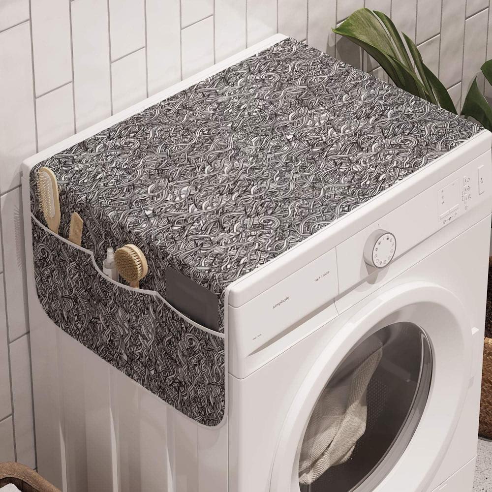 imageAmbesonne Roses Microwave Oven Cover Romantic Valentines Day Pattern with Realistic Flowers Image Water Resistant Organizer with Pockets for Kitchen 36 x 12 Vermilion WhiteCharcoal Grey White
