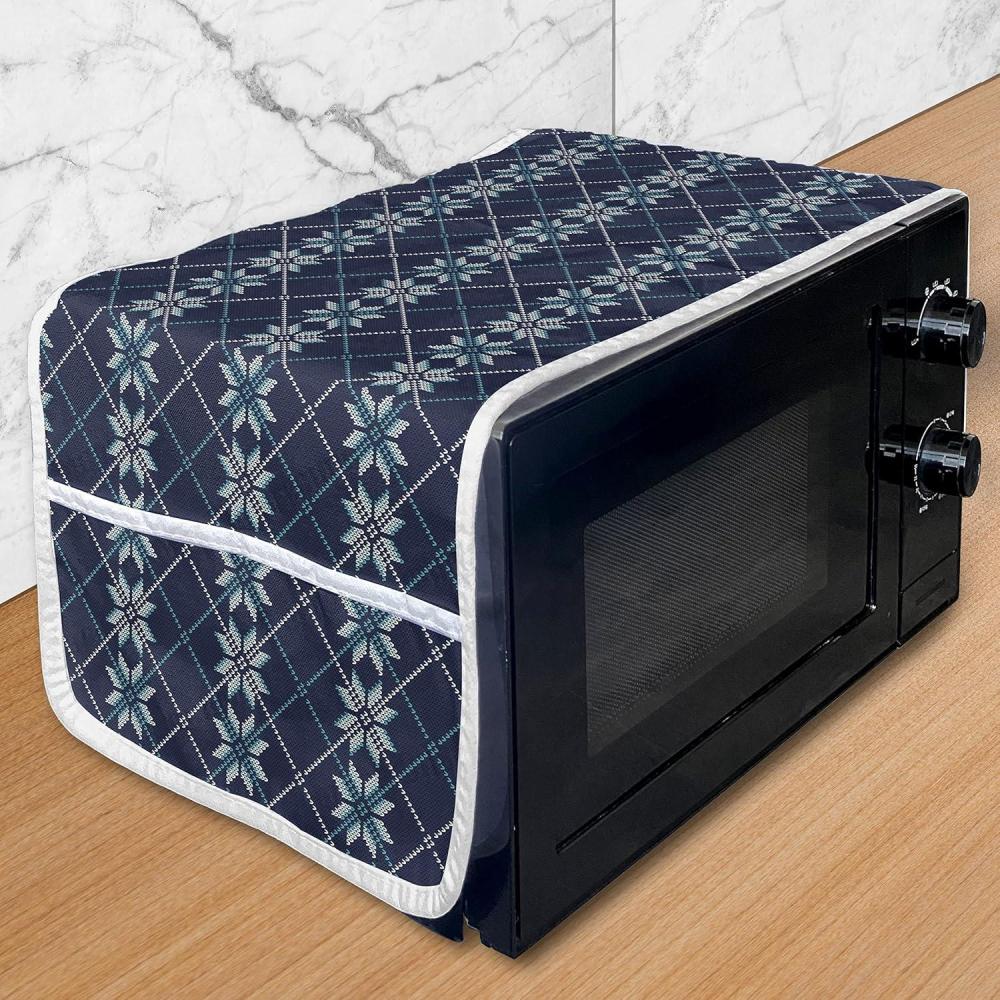 imageAmbesonne Roses Microwave Oven Cover Romantic Valentines Day Pattern with Realistic Flowers Image Water Resistant Organizer with Pockets for Kitchen 36 x 12 Vermilion WhitePale Blue Navy Blue