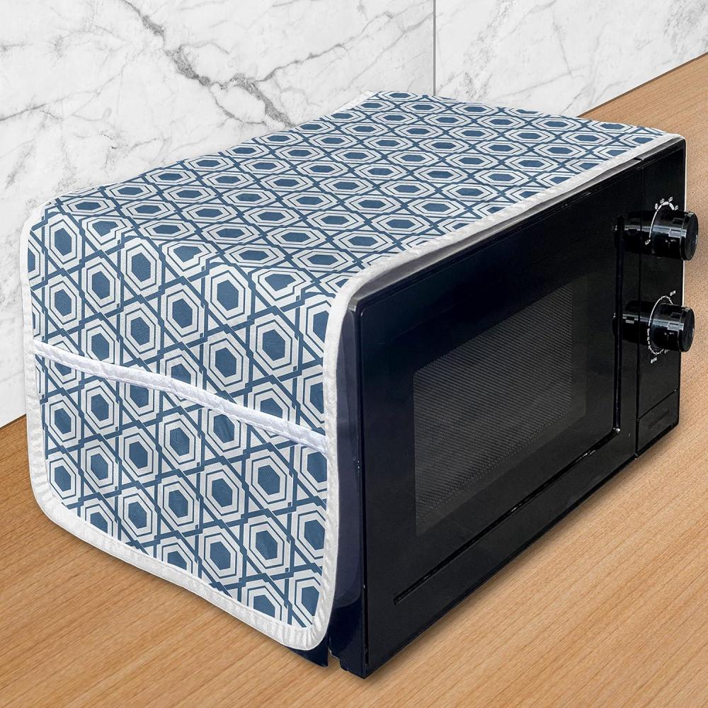imageAmbesonne Roses Microwave Oven Cover Romantic Valentines Day Pattern with Realistic Flowers Image Water Resistant Organizer with Pockets for Kitchen 36 x 12 Vermilion WhiteBlue White