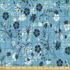 Ambesonne Cartoon Fabric by The Yard, Carousel Horses Playthings Merry Go Round Joyful Circus Amusement Park, Microfiber Fabric for Arts and Crafts Textiles & Decor, 1 Yard, Pale Blue Indigo Pink(Blue White)