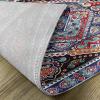 Ambesonne Ethnic Place Mats Set of 4, Vibrant Vintage Framework Bohemian Curvy Ornate Borders Symmetric Cultural Colorful, Washable Fabric Placemats for Dining Table, Standard Size, Black Blue