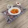 Ambesonne Ethnic Place Mats Set of 4, Vibrant Vintage Framework Bohemian Curvy Ornate Borders Symmetric Cultural Colorful, Washable Fabric Placemats for Dining Table, Standard Size, Black Blue