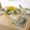Ambesonne Korea Place Mats Set of 4, Traditional South Korean Motifs Inside a Khimchi Hot Pot Tourist Attractions Cartoon, Washable Fabric Placemats for Dining Table, Standard Size, Beige Green