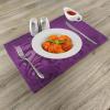 Ambesonne Purple Place Mats Set of 4, Spiral Floral Branch Leaves on The Vertical Border Retro Style Abstract Design, Washable Fabric Placemats for Dining Room Kitchen Table Decor, Purple Plum