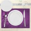 Ambesonne Purple Place Mats Set of 4, Spiral Floral Branch Leaves on The Vertical Border Retro Style Abstract Design, Washable Fabric Placemats for Dining Room Kitchen Table Decor, Purple Plum