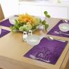 Ambesonne Purple Place Mats Set of 4, Spiral Floral Branch Leaves on The Vertical Border Retro Style Abstract Design, Washable Fabric Placemats for Dining Room Kitchen Table Decor, Purple Plum