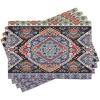 Ambesonne Ethnic Place Mats Set of 4, Vibrant Vintage Framework Bohemian Curvy Ornate Borders Symmetric Cultural Colorful, Washable Fabric Placemats for Dining Table, Standard Size, Black Blue