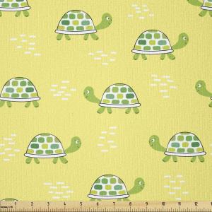 Ambesonne Cartoon Fabric by The Yard, Carousel Horses Playthings Merry Go Round Joyful Circus Amusement Park, Microfiber Fabric for Arts and Crafts Textiles & Decor, 1 Yard, Pale Blue Indigo Pink(Green and Yellow)