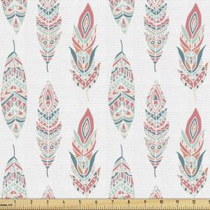 Ambesonne Cartoon Fabric by The Yard, Carousel Horses Playthings Merry Go Round Joyful Circus Amusement Park, Microfiber Fabric for Arts and Crafts Textiles & Decor, 1 Yard, Pale Blue Indigo Pink(Seafoam Coral)