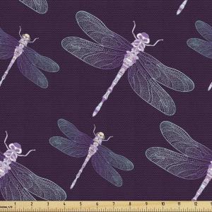 Ambesonne Cartoon Fabric by The Yard, Carousel Horses Playthings Merry Go Round Joyful Circus Amusement Park, Microfiber Fabric for Arts and Crafts Textiles & Decor, 1 Yard, Pale Blue Indigo Pink(Purple Lilac)
