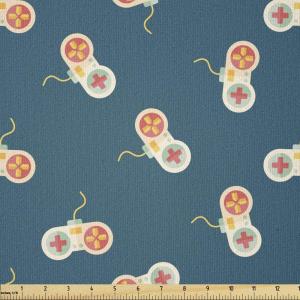 Ambesonne Cartoon Fabric by The Yard, Carousel Horses Playthings Merry Go Round Joyful Circus Amusement Park, Microfiber Fabric for Arts and Crafts Textiles & Decor, 1 Yard, Pale Blue Indigo Pink(Petrol Blue)