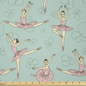 Ambesonne Cartoon Fabric by The Yard, Carousel Horses Playthings Merry Go Round Joyful Circus Amusement Park, Microfiber Fabric for Arts and Crafts Textiles & Decor, 1 Yard, Pale Blue Indigo Pink(Seafoam Pale Pink Cream)