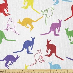 Ambesonne Cartoon Fabric by The Yard, Carousel Horses Playthings Merry Go Round Joyful Circus Amusement Park, Microfiber Fabric for Arts and Crafts Textiles & Decor, 1 Yard, Pale Blue Indigo Pink(Multicolor)