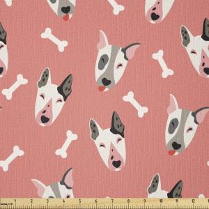 Ambesonne Cartoon Fabric by The Yard, Carousel Horses Playthings Merry Go Round Joyful Circus Amusement Park, Microfiber Fabric for Arts and Crafts Textiles & Decor, 1 Yard, Pale Blue Indigo Pink(Coral Off White)