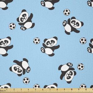 Ambesonne Cartoon Fabric by The Yard, Carousel Horses Playthings Merry Go Round Joyful Circus Amusement Park, Microfiber Fabric for Arts and Crafts Textiles & Decor, 1 Yard, Pale Blue Indigo Pink(Pale Blue Black White)