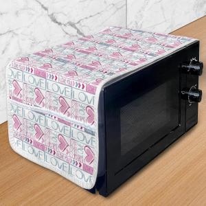 Ambesonne Hearts Microwave Oven Cover, Valentines Day Inspired Ornamental Love Pattern in Pink Tones, Water Resistant Organizer with Pockets for Kitchen, 36″ x 12″, Hot Pink Purple Pink(Pale Pink Teal)
