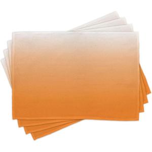 Ambesonne Ombre Place Mats Set of 4, Sunset Summer Inspired Orange Colored Modern Abstract Design Work of Art Print, Washable Fabric Placemats for Dining Room Kitchen Table Decor, Orange White