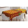 Ambesonne Circus Tablecloth, Sketchy Circles in Vintage Style Bear Rigdding on a Bicycle Strongman Print, Dining Room Kitchen Rectangular Table Cover, 60″ X 84″, Orange Amber(Yellow Chocolate)