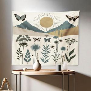 Ambesonne Nature Tapestry King Size, Tree Cave Surrounded with Moss Woodland Green Fantasy Secret World Cartoon, Wall Hanging Bedspread Bed Cover Wall Decor, 104″ X 88″, Fern Green Chocolate(Dark Mustard Slate Blue)