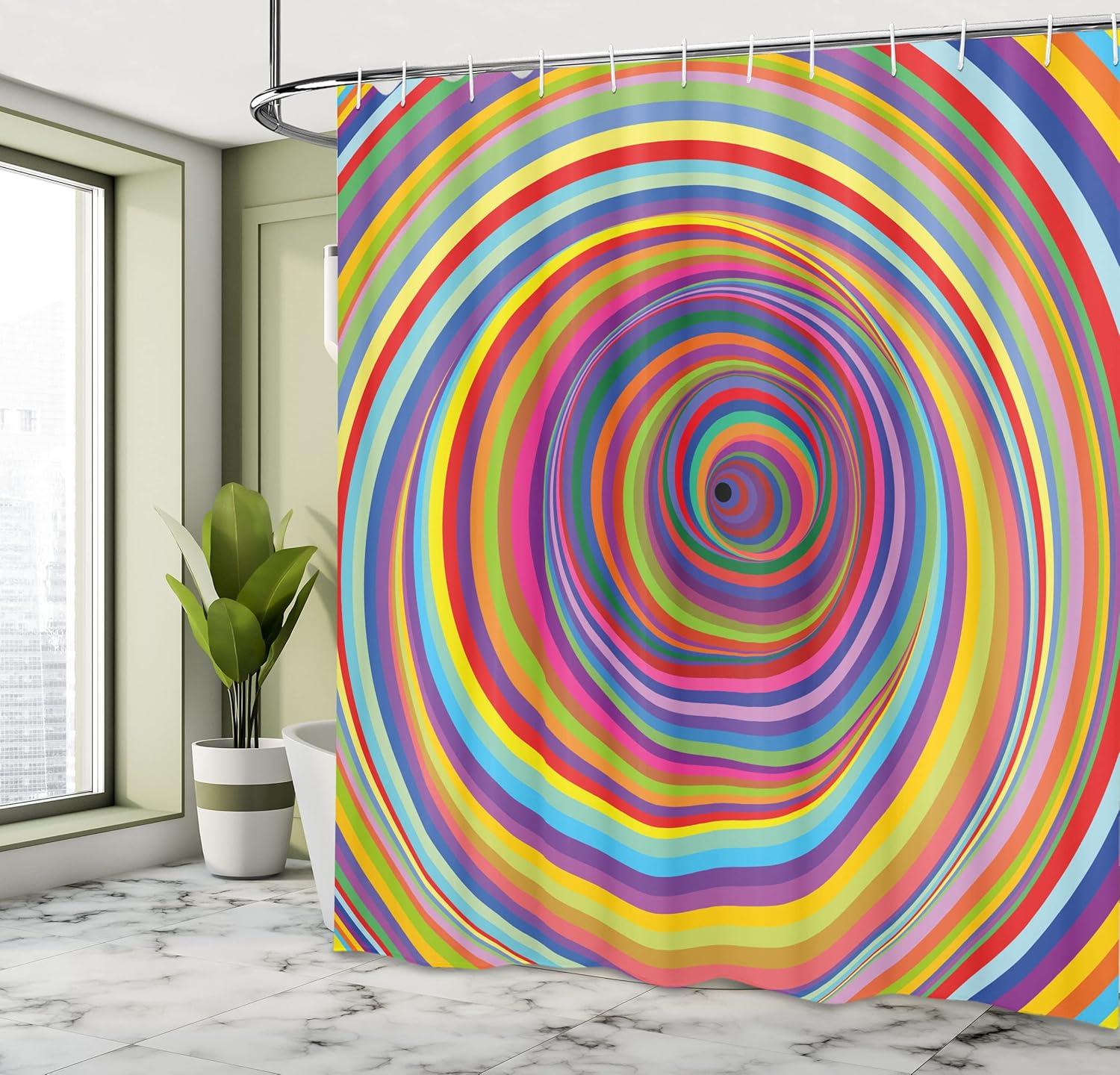 imageAmbesonne Alice in Wonderland Shower Curtain White Rabbit is Talking Fictional Fantasy and Alice Themed Print Cloth Fabric Bathroom Decor Set with Hooks 69 W x 70 L White Blue BlackRainbow