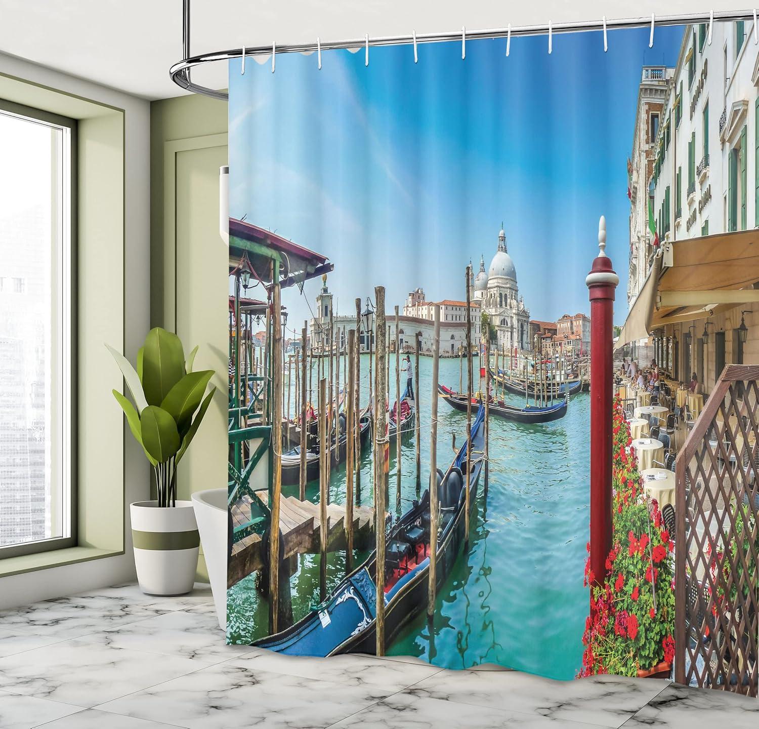 imageAmbesonne Alice in Wonderland Shower Curtain White Rabbit is Talking Fictional Fantasy and Alice Themed Print Cloth Fabric Bathroom Decor Set with Hooks 69 W x 70 L White Blue BlackRed Blue