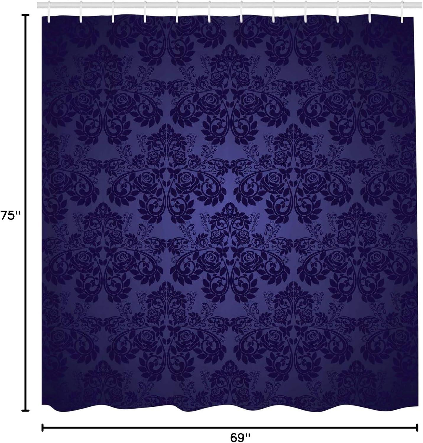 imageAmbesonne Alice in Wonderland Shower Curtain White Rabbit is Talking Fictional Fantasy and Alice Themed Print Cloth Fabric Bathroom Decor Set with Hooks 69 W x 70 L White Blue BlackDark Blue