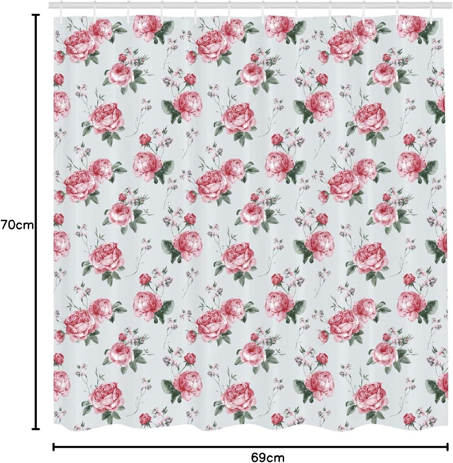 imageAmbesonne Animal Shower Curtain Colorful Design Savannah Themed Cartoon Animals Image Art Forest Woodland Print Cloth Fabric Bathroom Decor Set with Hooks 69 W x 84 L Multicolor Sky BlueAlmond Green Pale Pink