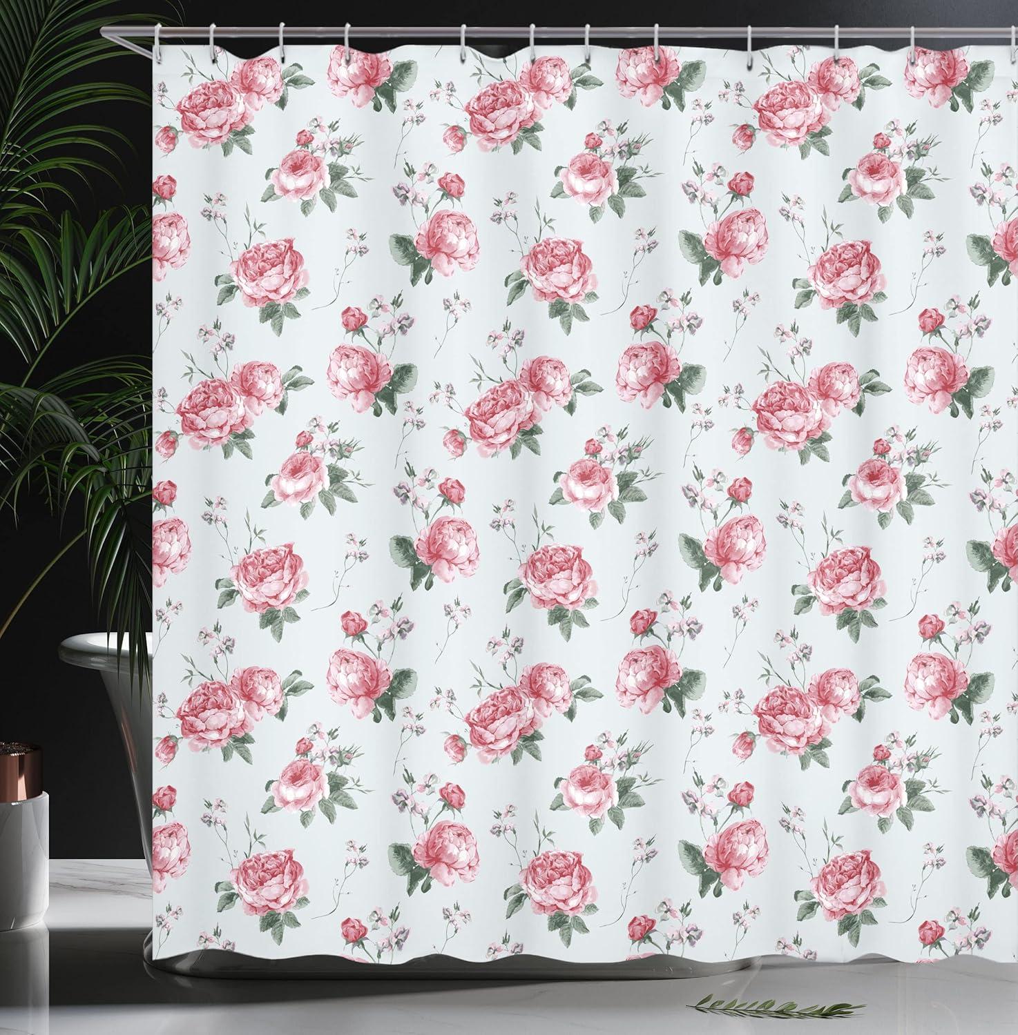 imageAmbesonne Animal Shower Curtain Colorful Design Savannah Themed Cartoon Animals Image Art Forest Woodland Print Cloth Fabric Bathroom Decor Set with Hooks 69 W x 84 L Multicolor Sky BlueAlmond Green Pale Pink