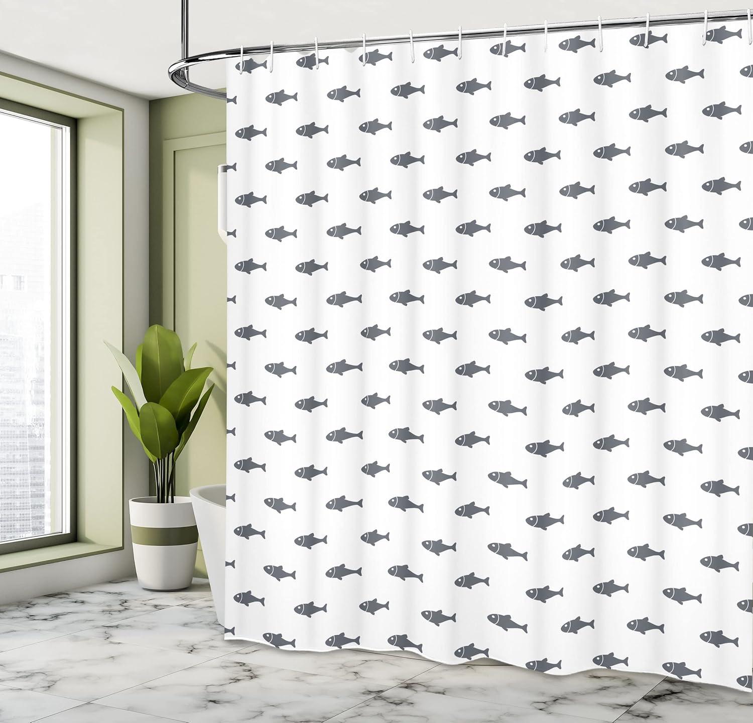 imageAmbesonne Animal Shower Curtain Colorful Design Savannah Themed Cartoon Animals Image Art Forest Woodland Print Cloth Fabric Bathroom Decor Set with Hooks 69 W x 84 L Multicolor Sky BlueCharcoal White
