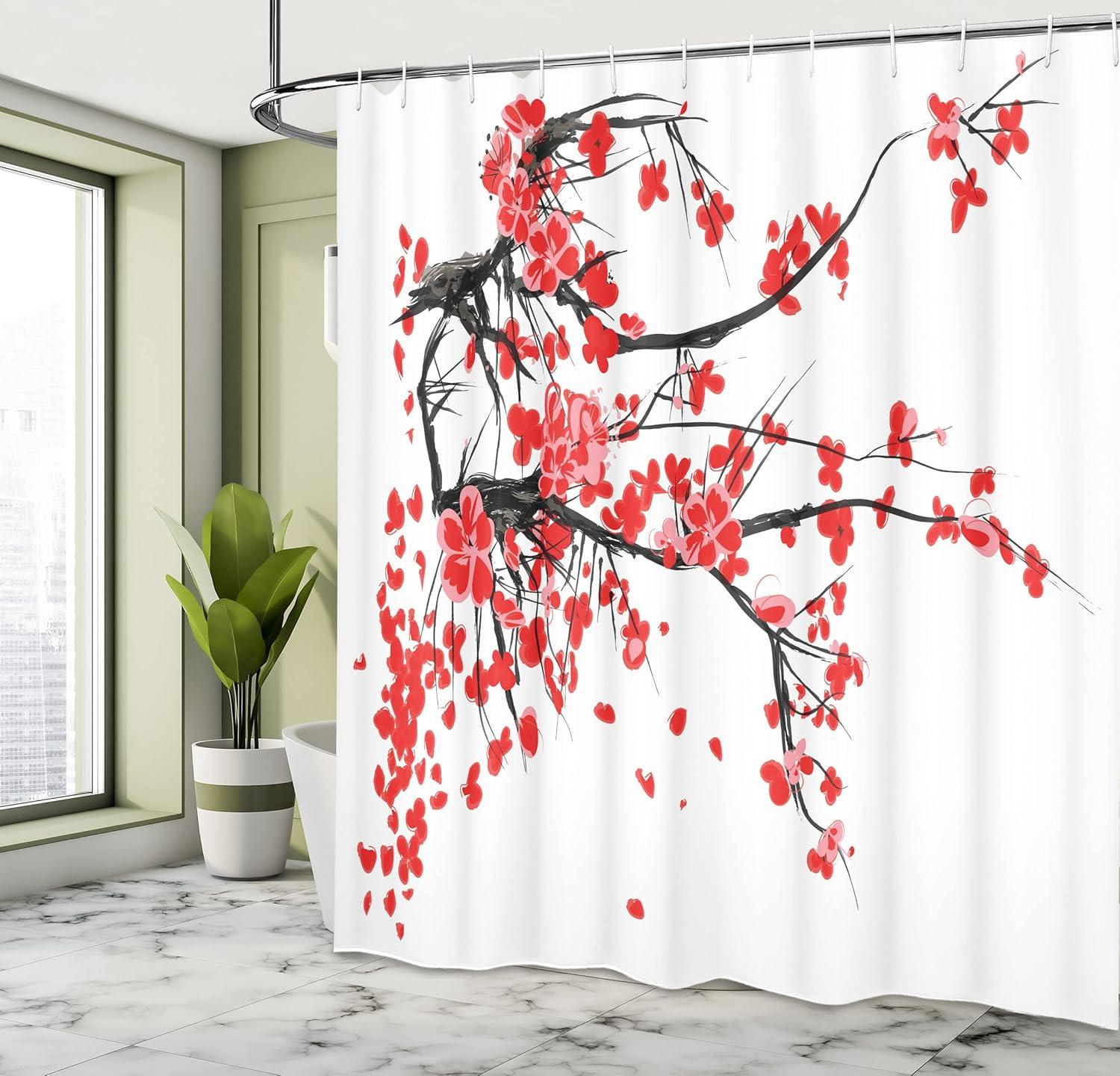 imageAmbesonne Animal Shower Curtain Colorful Design Savannah Themed Cartoon Animals Image Art Forest Woodland Print Cloth Fabric Bathroom Decor Set with Hooks 69 W x 84 L Multicolor Sky BlueVermilion Brown White