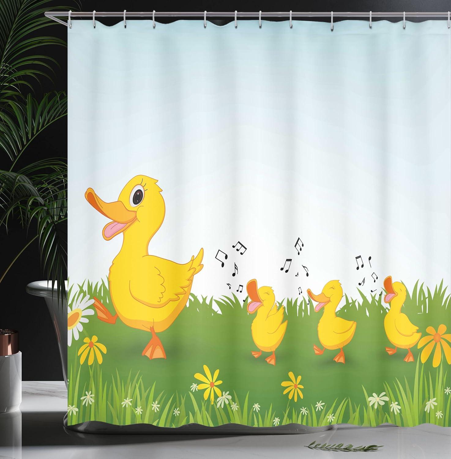 imageAmbesonne Animal Shower Curtain Colorful Design Savannah Themed Cartoon Animals Image Art Forest Woodland Print Cloth Fabric Bathroom Decor Set with Hooks 69 W x 84 L Multicolor Sky BluePale Blue Mustard